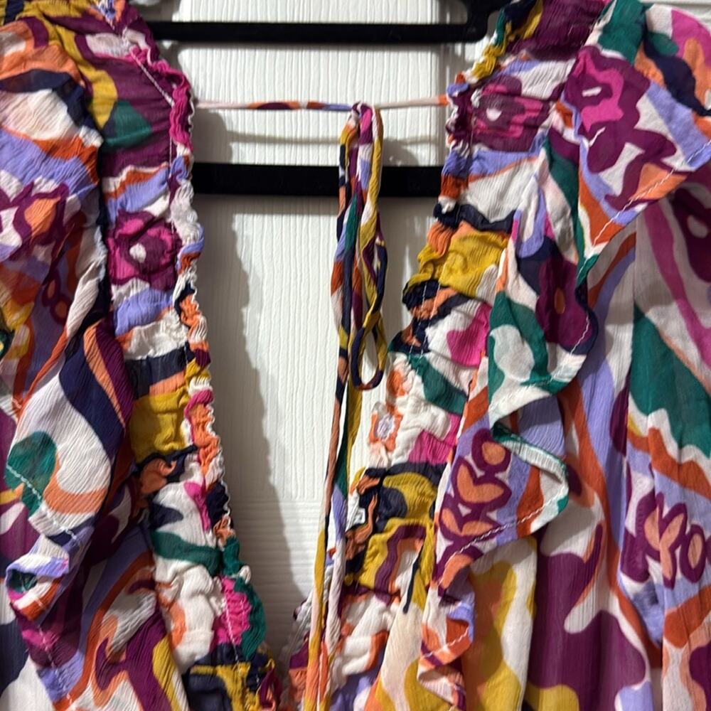 Anthropologie Marais Chiffon Maxi Dress Abstract Watercolor Print* - Picture 3 of 10